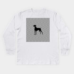 Hungarian Vizsla Dog Lover Gift - Scandi Geometric Silhouette Kids Long Sleeve T-Shirt